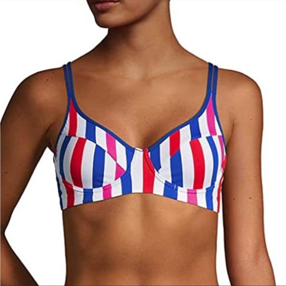 New Land’s End Bikini Top‎ Reversible Striped size 42 DD